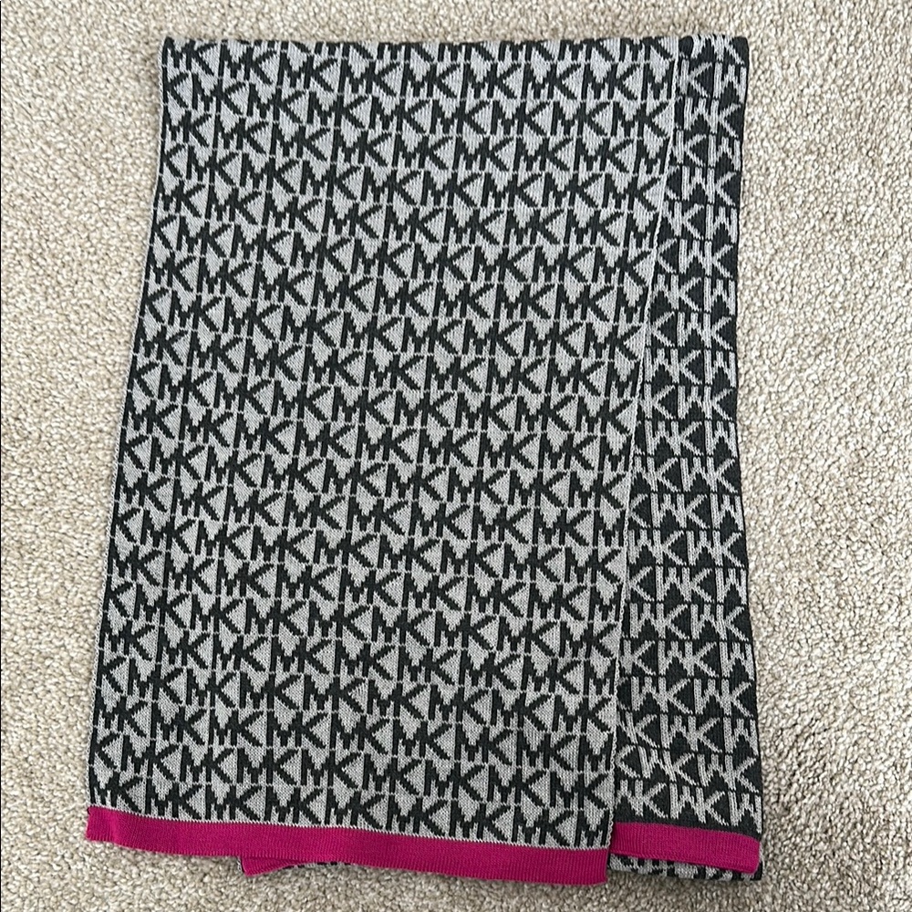 Michael Kors Black and Gray Logo Scarf